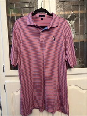 Peter Millar Pink and Blue Thin-Stripe Polo